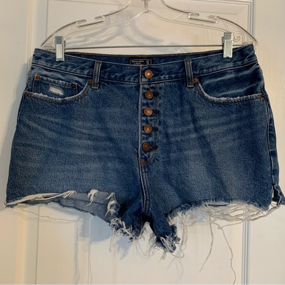 Abercrombie & Fitch Annie high rise buttonfly distressed jean shorts